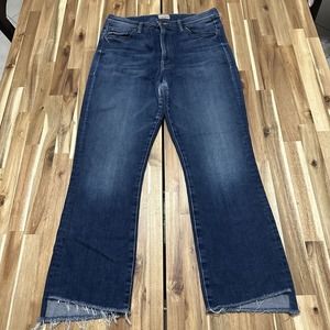 Mother Jeans Womens 30x25 Blue Demin Insider Crop Step Fray Dark Wash *FLAW*